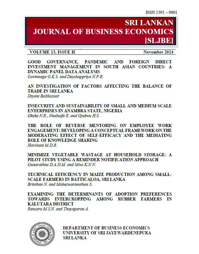 					View Vol. 13 No. 2 (2024): Vol. 13 Issue II (2024): Sri Lankan Journal of Business Economics
				