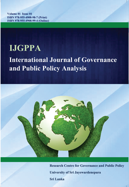 					View Vol. 1 No. 1 (2019): International Journal of Governance and Public Policy Analysis - (IJGPPA) - 2019
				