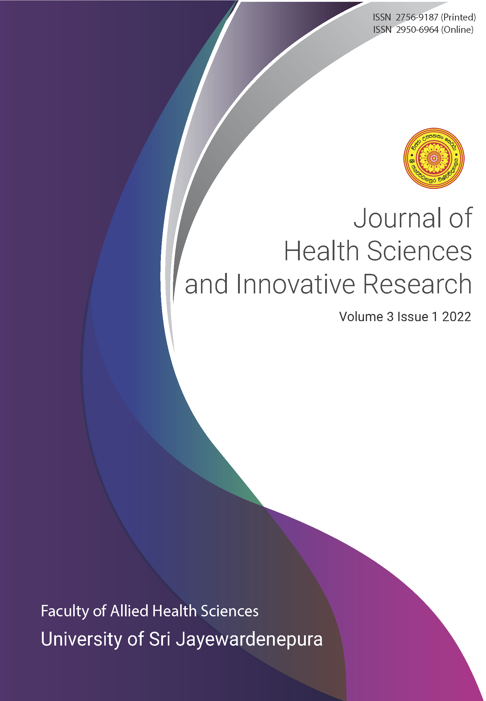 					View Vol. 3 No. 01 (2022):  Journal of Health Sciences and Innovative Research
				