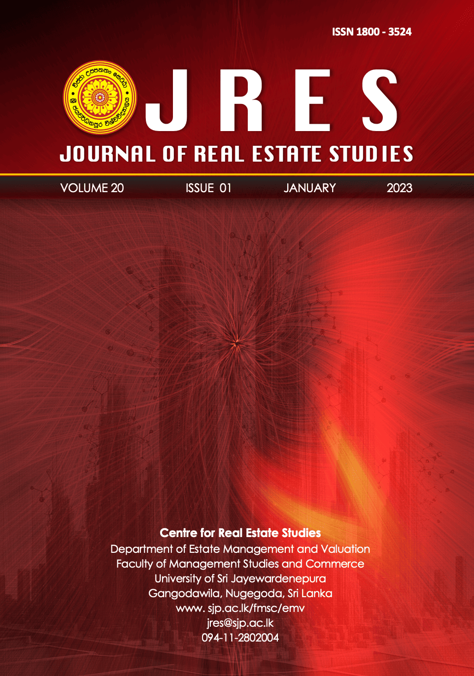 					View Vol. 20 No. 01 (2023): Journal of Real Estate Studies
				