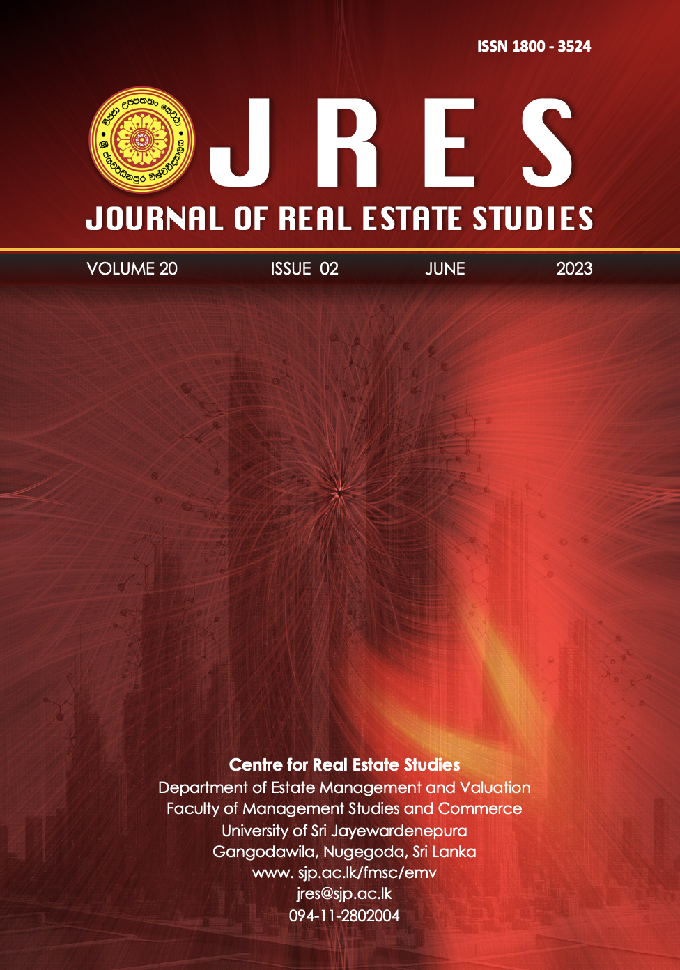 					View Vol. 20 No. 2 (2023): Journal of Real Estate Studies
				