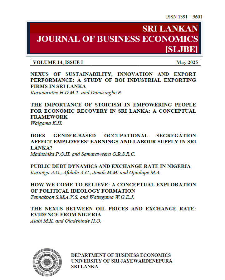 					View Vol. 14 No. 1 (2025): Sri Lankan Journal of Business Economics
				